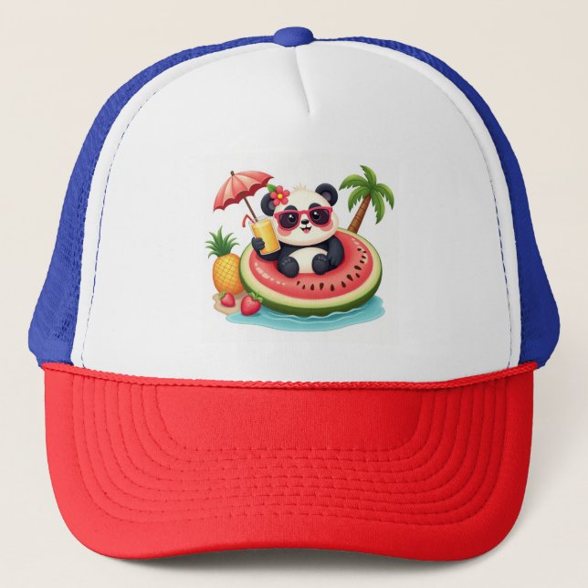 Panda Float Fun 🧢 Estilo de Boné Tropical de Prai (Frente)