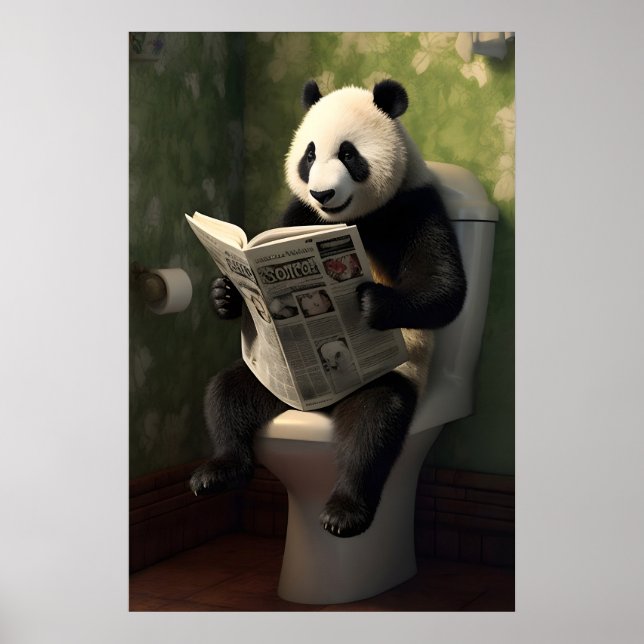 Panda na Impressão de Vaso Sanitário, Arte de Pare (Frente)