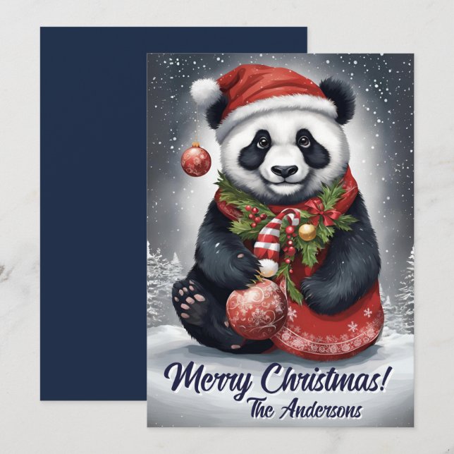 Panda Natal 4, Feriados Felizes, Cartão de Natal (Frente/Verso)