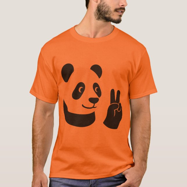 Panda Peace Sign Graphic T-Shirt (Frente)