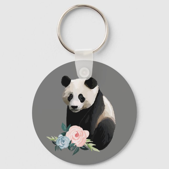 Panda Realista com Rosa Chaveiro (Frente)