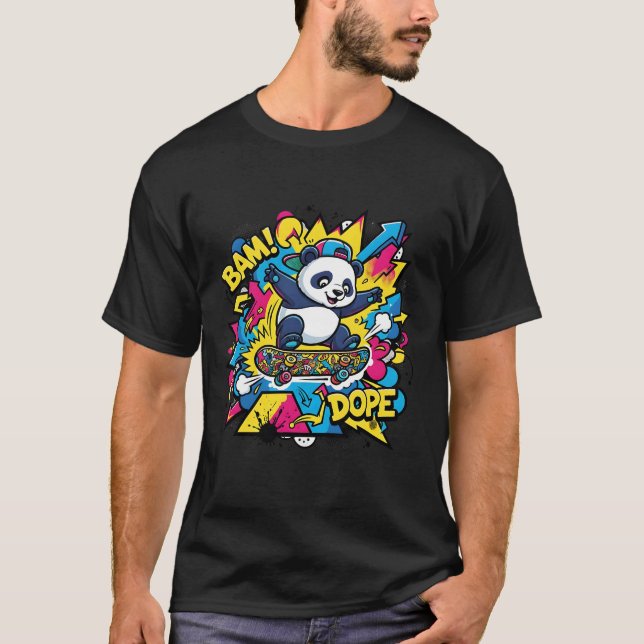 Panda Skateboarder T-Shirt (Frente)