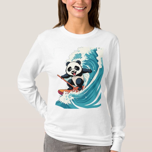 Panda surfando uma camisa de onda, Diversão Surfin (Frente)
