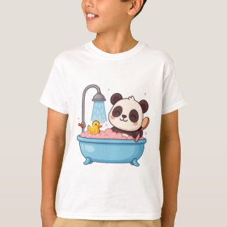 panda toma banho crianças T-Shirt