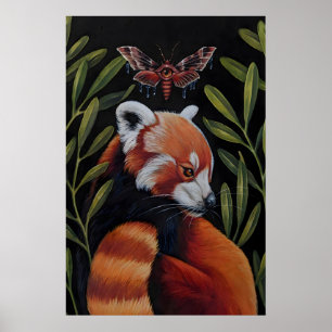 Panda Vermelho e Mariposa - Impressão Giclee do or
