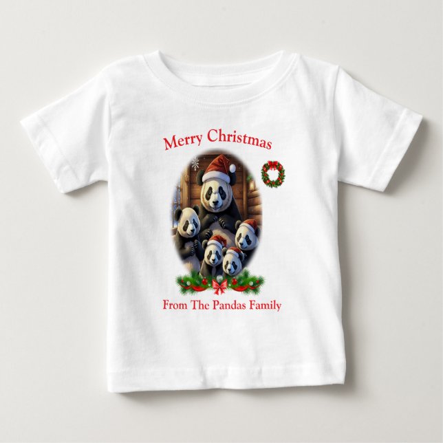 Pandas Christmas T-Shirt (Frente)