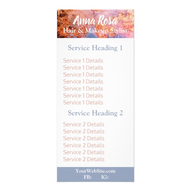 Panfleto * Abstrato cor de água excitante Azul Dourado rosa (Frente)