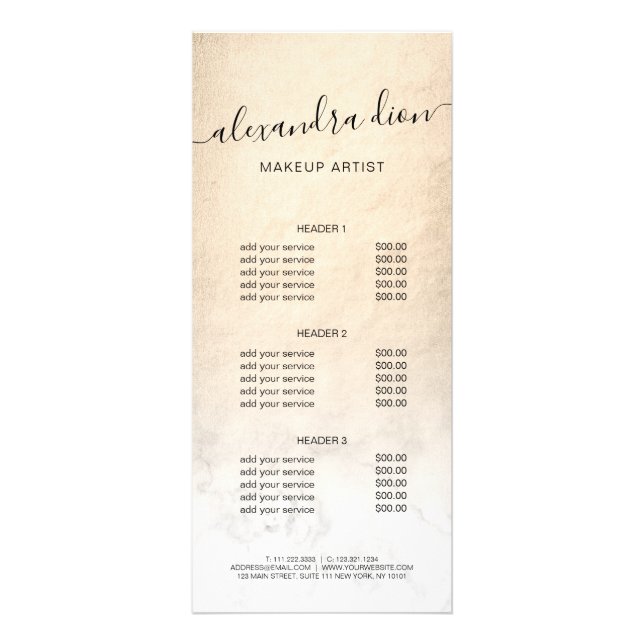 Panfleto Artista elegante de mármore branco de cobre (Frente)