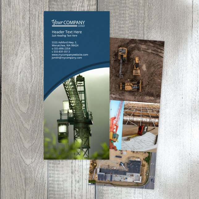 Panfleto Azul Escuro, Fotos Enviadas (navy blue company branded rack card, blue brochure template with logo, blue flyer design)