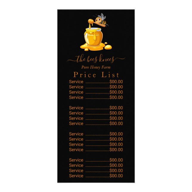 Panfleto Black Bee Honey Label Metallic Gold Text  (Frente)