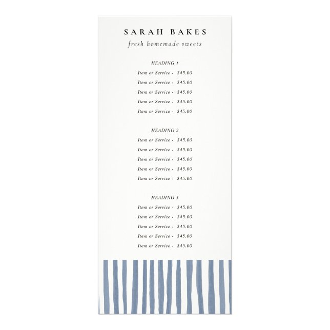 Panfleto Boho Chic Dusky Blue Watercolor Hand Drawn Strips (Frente)