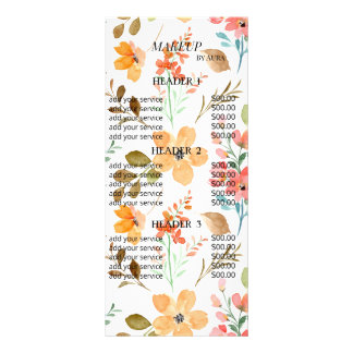 Panfleto Boho Floral Makeup Artist Price List Modelo