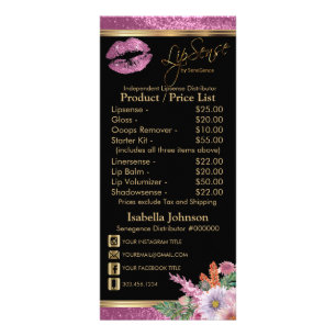 Panfleto Bonito Lip Floral Cor-de-Rosa - Lista de Preços Pr