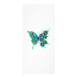 Panfleto Borboleta com Penas de Pavão Verde