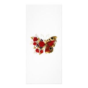 Panfleto Borboleta de flor vermelha com rosas vermelhas