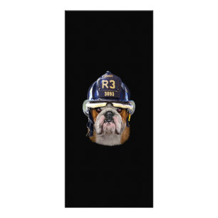 Panfleto Bulldog Inglês Grumpy Vestindo Helmet para Bombeir