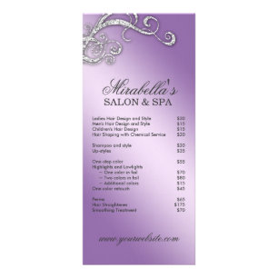Panfleto Cabelo Salon Beauty Rack Card Jewelry Swirl Purple