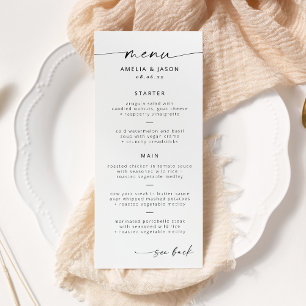 Panfleto Cardápio de Casamento em Letra Elegante Moderna