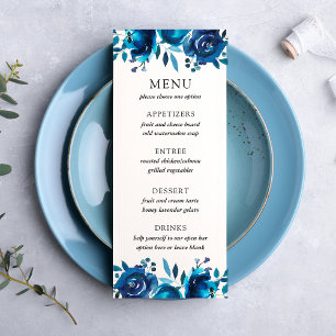Panfleto Cardápio de Casamento Floral Índigo