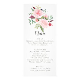 Panfleto Cardápio de Casamento Peonias Eucalipto Verde Rosa