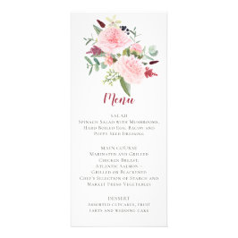 Panfleto Cardápio de Casamento Peônias Rosa Eucalipto Folha