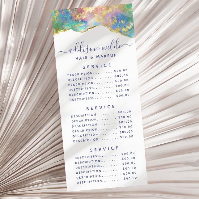 Panfleto Cardápio de Negócios de Opala de Fogo com Arco-íri (Criador carregado)