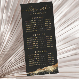 Panfleto Cardápio de Preços com Letra Brilhante em Preto e 
