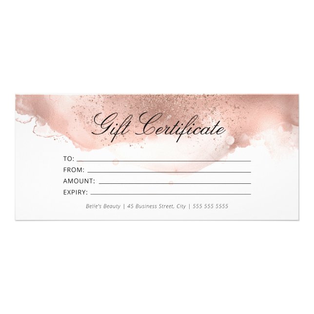 Panfleto Certificado de Glitter Dourado de Rosa Elegante Si (Frente)