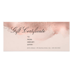 Panfleto Certificado de Presente Dourado Elegante e Rosa
