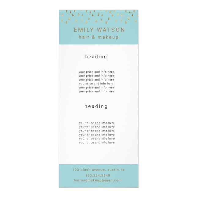 Panfleto Chuva Dourada Cai Faux Foil Trendy Price (Frente)