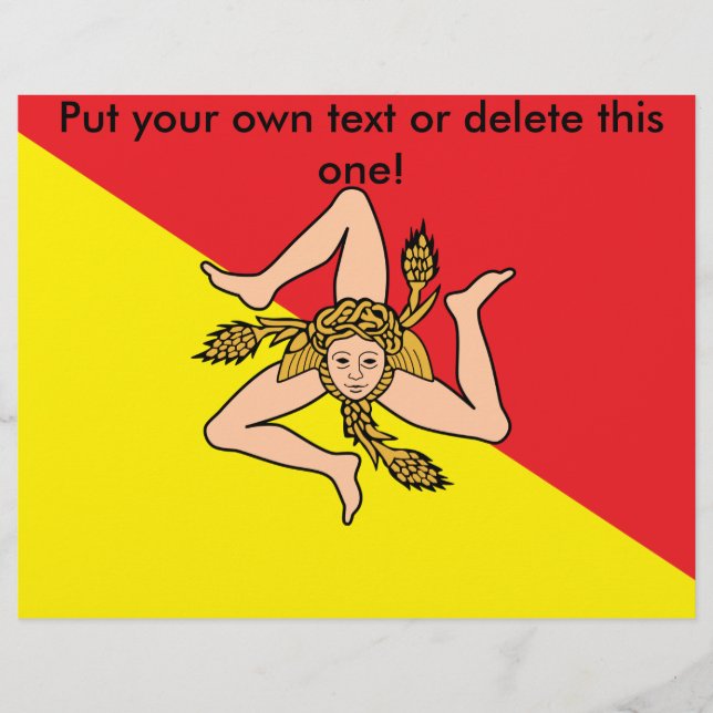 Panfleto com Bandeira da Sicília, Itália (Frente)