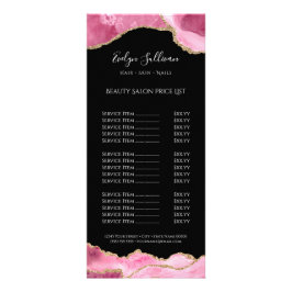 Panfleto cor-de-rosa quente na lista de preços a preto