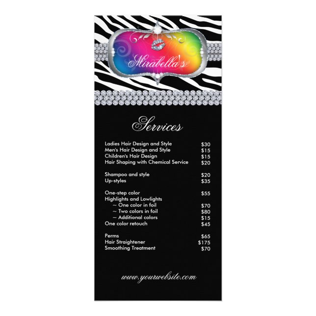 Panfleto Cosmetólogo Zebra Nail Salon Makeup (Frente)