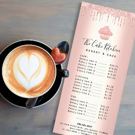 Panfleto Cupcake de Largura Dourada para rosa