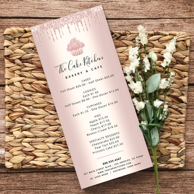 Panfleto Cupcake de Literatura Dourada do rosa (Criador carregado)