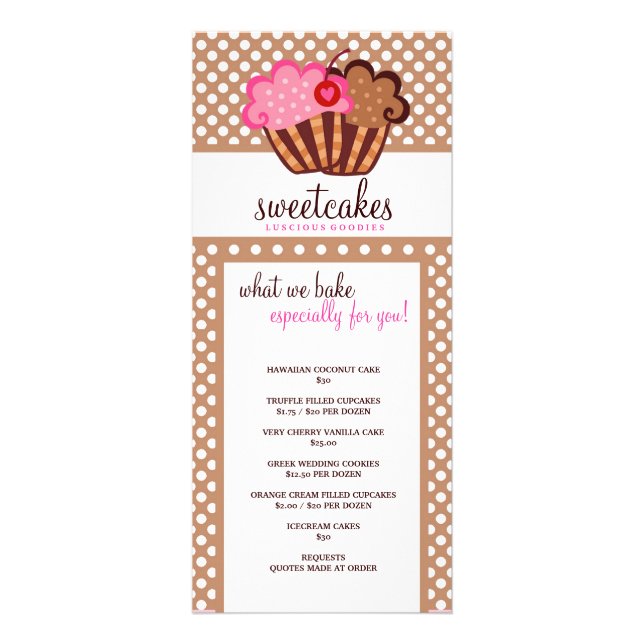 Panfleto Cupcake doce Rackcard de 311 bolos (Frente)