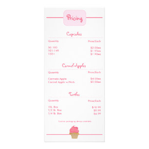 Panfleto Cupcake Rackcard da padaria