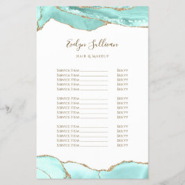 Panfleto da lista de preços agados do Aquamarine