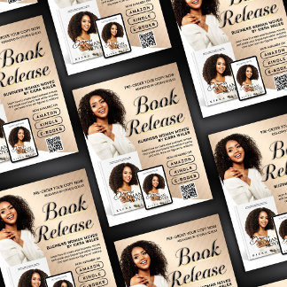 Panfleto de Autor Moderno Bege Lançamento de Livro