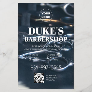 Panfleto de Barbearia Preto e Branco
