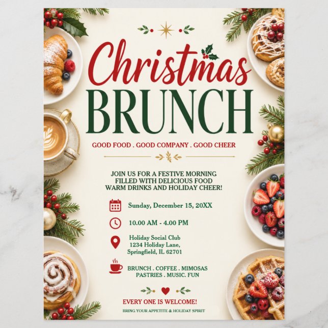 Panfleto de Brunch de Natal (Frente)
