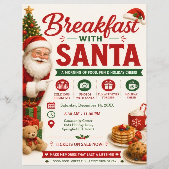 Panfleto de Café da Manhã com Papai Noel (Frente)