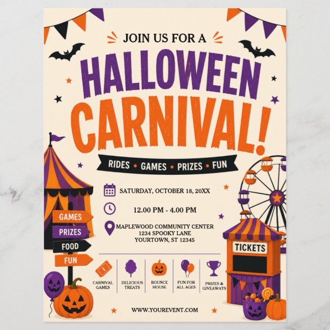 Panfleto de Carnaval de Halloween (Frente)
