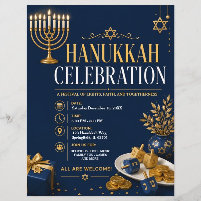 Panfleto de Celebração do Hanukkah (Frente)