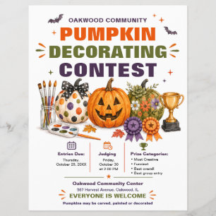 Panfleto de Concurso de Decoração de Abóbora de Ha