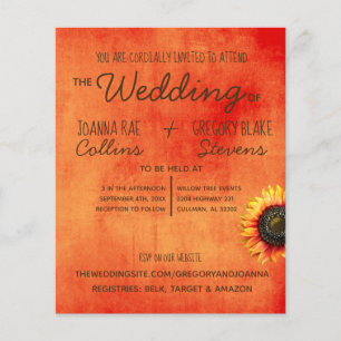 Panfleto de Convite para Casamento de Girassol Lar
