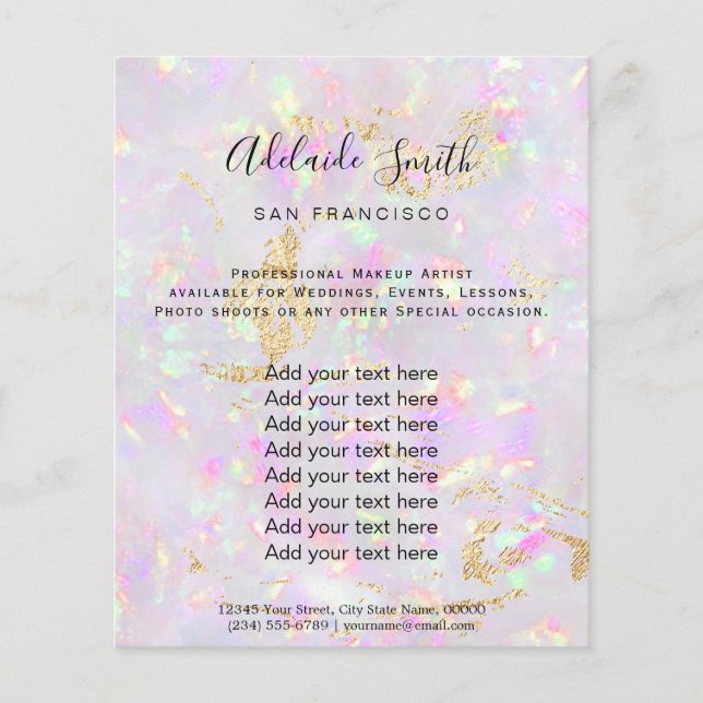 panfleto de design de minerais opais (Frente)