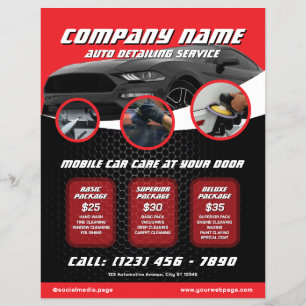 Panfleto de Detalhamento de Carros Automotivos