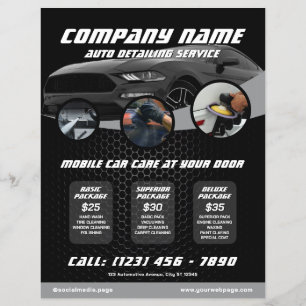 Panfleto de Detalhamento de Carros Automotivos