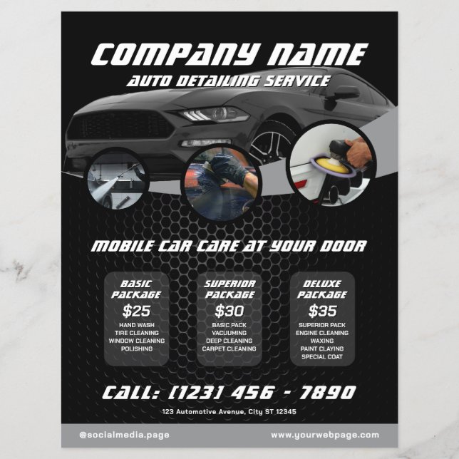 Panfleto de Detalhamento de Carros Automotivos (Frente)